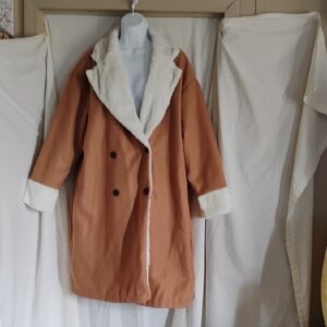 Cozy Tan Teddy Jacket with White Accents